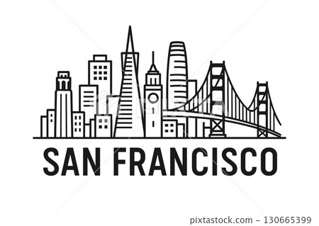 San Francisco skyline with Golden Gate and Transamerica Pyramid 130665399