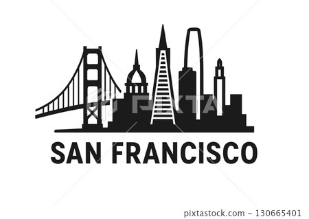 San Francisco skyline with Golden Gate and Transamerica Pyramid 130665401