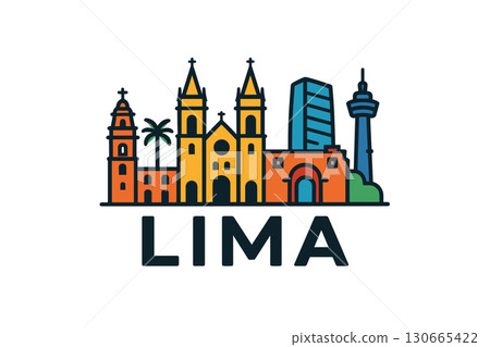 Lima skyline with iconic buildings and landmarks 130665422
