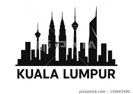 Kuala Lumpur skyline silhouette with iconic modern towers 130665490