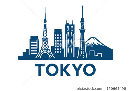 Tokyo skyline with modern towers and Mount Fuji background 130665496