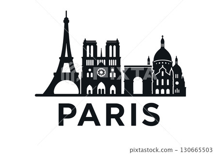 Paris skyline with iconic landmarks and historic architecture 130665503