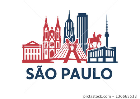 S?o Paulo skyline with cathedral, bridge and iconic buildings 130665538