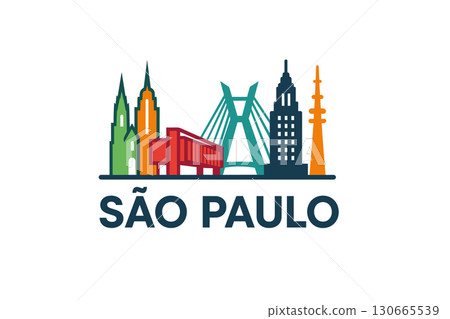 S?o Paulo skyline with cathedral, bridge and iconic buildings 130665539