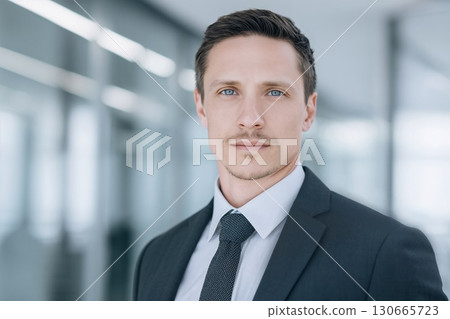 站在辦公室走廊的商人 130665723