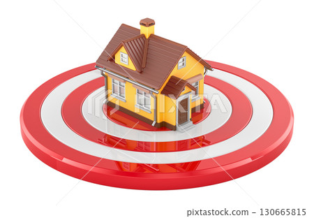 House on target. Real estate, investment, dream home. 3D rendering House on target. Real estate, investment, dream home. 3D rendering 130665815