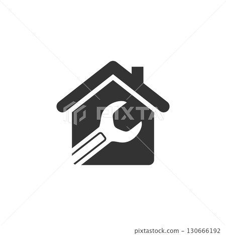 Wrench, Repair Home or House Icon Logo Template Illustration Des 130666192