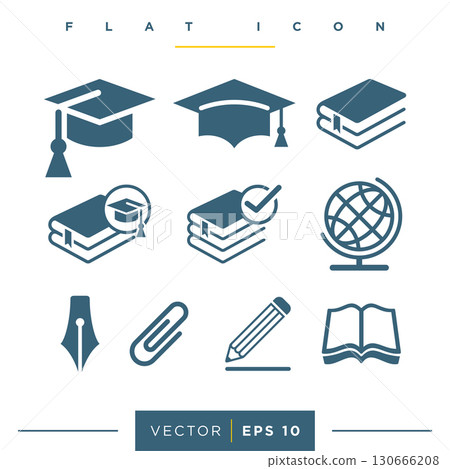 Education Set Icon Logo Template Illustration Design. Vector EPS 130666208