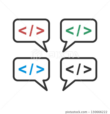 Set Speech Bubble Coding Icon Logo Template Illustration Design. Set Speech Bubble Coding Icon Logo Template Illustration Design. 130666222