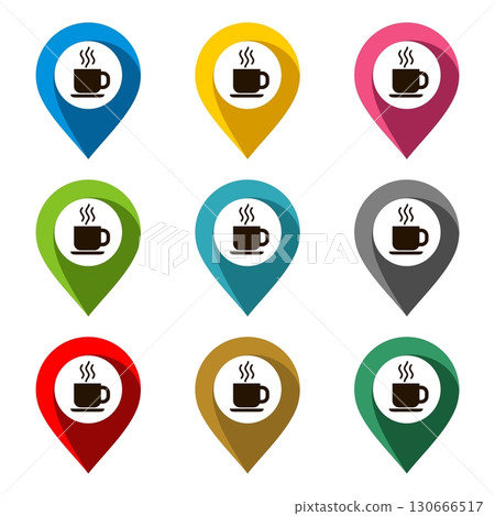 Location Point Vector Set - cafe Illustration Design. Vector EPS 10. 130666517