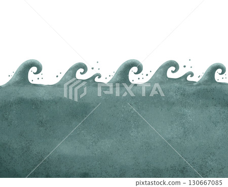 An Artistic and Stylized Illustration of Ocean Waves for a Variety of Creative Projects 130667085
