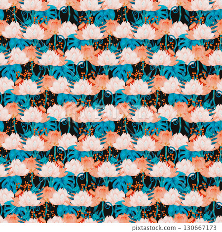 A Vibrant and Colorful Floral Pattern Filled with Various Tropical Elements and Design 130667173