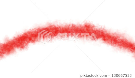 Red arc of smoke, fog or steam on transparent background mockup template for special effects and compositions 130667533