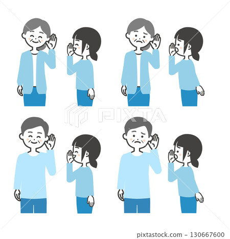 Illustration of a girl whispering to an elderly man and woman 130667600