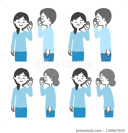 Illustration of an elderly man and woman whispering to a young woman 130667603