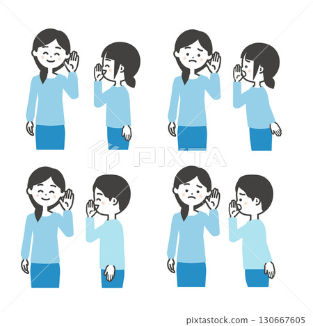 Illustration of children whispering to a young woman 130667605