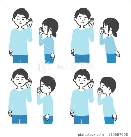 男孩和女孩與年輕男子低語的插圖 130667608