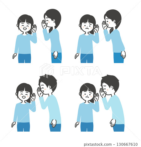一位年輕男子和一位女子與一位女孩低語的插圖 一位年輕男子和一位女子與一位女孩低語的插圖 130667610