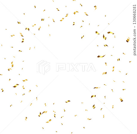 Serpentine explosion. Golden confetti ribbons frame design 130668281
