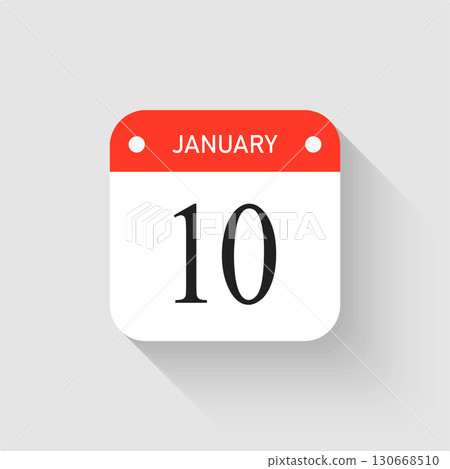 Vector icon page day calendar - 10 January month 130668510