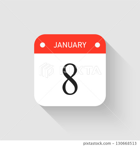 Vector icon page day calendar - 8 January month 130668513