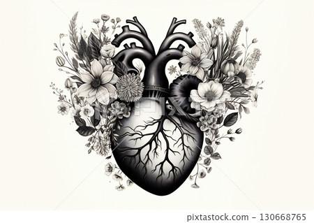 Heart surrounded by floral design 130668765