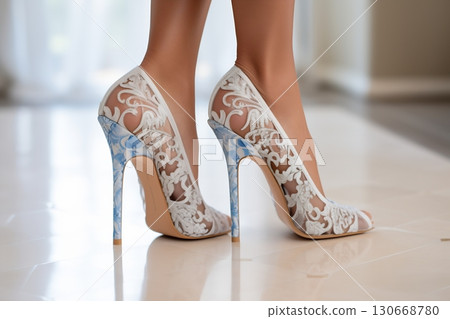 Chic, detailed high heels 130668780