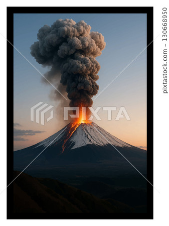 黃昏時分的富士山噴發 黃昏時分的富士山噴發 130668950
