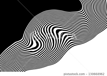 Modern optical art. Swirling monochrome pattern with distorted lines and abstract shape. Eps 10 Modern optical art. Swirling monochrome pattern with distorted lines and abstract shape. Eps 10 130668962