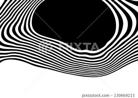Futuristic black and white illusion with curved moving stripes. Eps 10 Futuristic black and white illusion with curved moving stripes. Eps 10 130669215