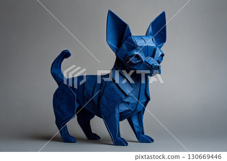 Blue Origami Dog 130669446