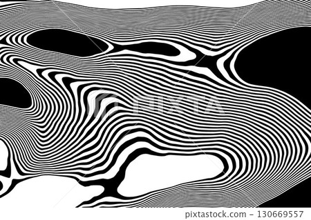 Abstract visual illusion. Black and white stripes forming a complex and engaging design. Eps 10 Abstract visual illusion. Black and white stripes forming a complex and engaging design. Eps 10 130669557