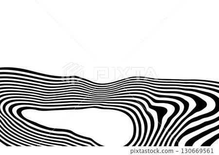 Abstract graphic backdrop. Wavy black and white lines creating a modern, distorted visual. Eps 10 130669561