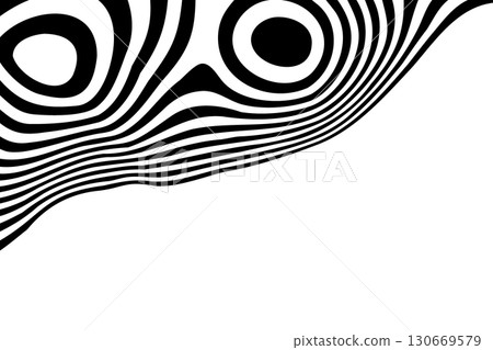 Monochrome background with elements of hypnotic black and white visual illusions. Eps 10 130669579