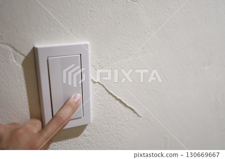 Wall mounted electric switch with copy space 130669667