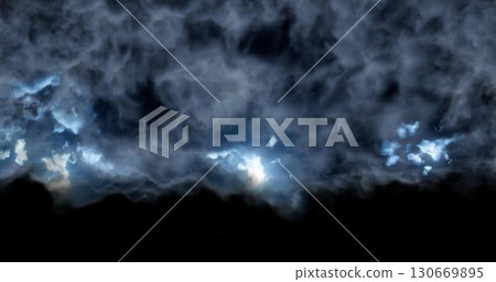 3d rendering. Realistic fluffy dense clouds on a black background. Element for your creativity 130669895