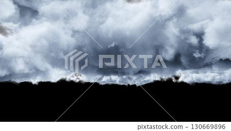 3d rendering. Realistic fluffy dense clouds on a black background. Element for your creativity 130669896