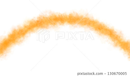 Curved glowing orange smoke arc on transparent background, fog and steam mockup template for digital design 130670005
