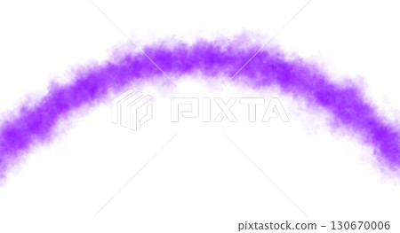 Curved violet or purple smoke arc on transparent background, fog and steam mockup template for digital design 130670006