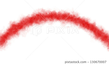 Curved glowing red smoke arc on transparent background, fog and steam mockup template for digital design 130670007