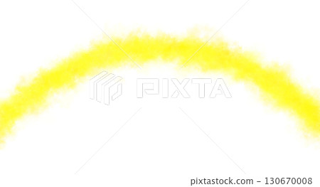 Curved glowing yellow smoke arc on transparent background, fog and steam mockup template for digital design 130670008