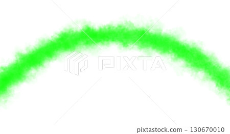 Curved glowing green smoke arc on transparent background, fog and steam mockup template for digital design Curved glowing green smoke arc on transparent background, fog and steam mockup template for digital design 130670010