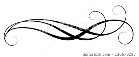 Wave ornament with leaves and abstract lines. Text divider. Decorative element for decor and text greeting or invitation card design. Wave ornament with leaves and abstract lines. Text divider. Decorative element for decor and text greeting or invitation card design. 130670233