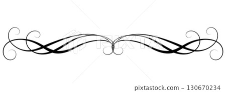 Wave ornament with leaves and abstract lines. Text divider. Decorative element for decor and text greeting or invitation card design. Wave ornament with leaves and abstract lines. Text divider. Decorative element for decor and text greeting or invitation card design. 130670234