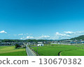 Summer scenery of a rural town seen from the train window 130670382