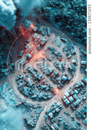 Neon satellite surveillance reveals military operations and troop movements in remote area 130671055