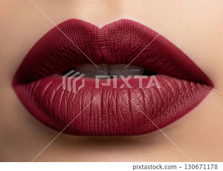 Beautiful burgundy lipstick on perfect lips. Beautiful burgundy lipstick on perfect lips. 130671178