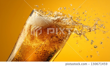 The beer foams and overflows vigorously. 130671459