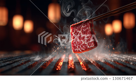 Fragrant, thinly sliced, exquisitely grilled beef Fragrant, thinly sliced, exquisitely grilled beef 130671467