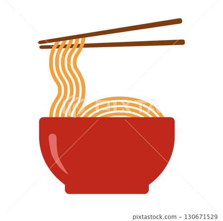 Bowl of noodle cartoon vector illustration. Logo for oriental or Asian restaurant and food stall 130671529
